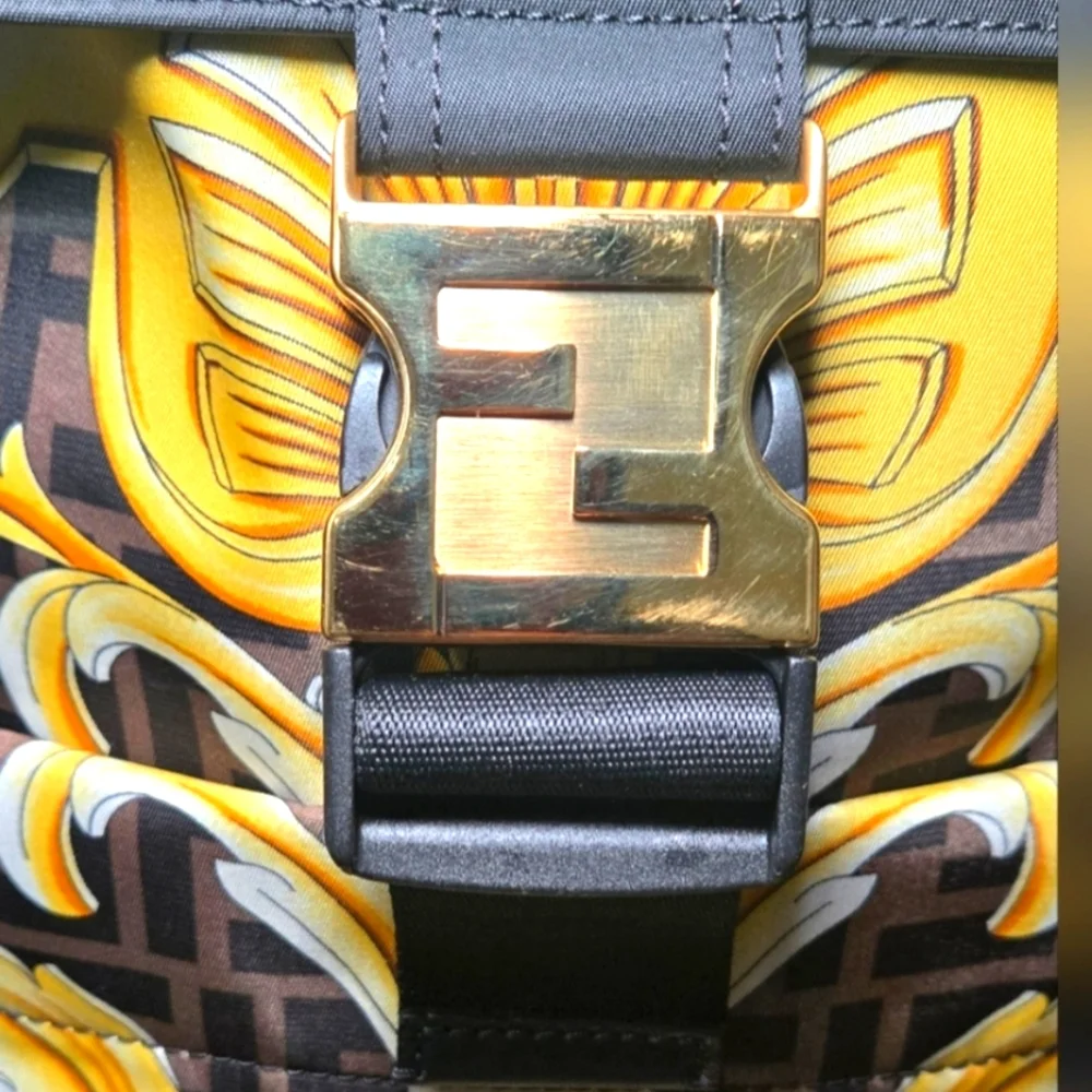 FENDACE Fendi/Vesace Collab Black and Gold Men's / Women's / Unisex Backpack